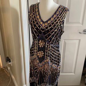 Elegant Black and Gold Beaded Dress